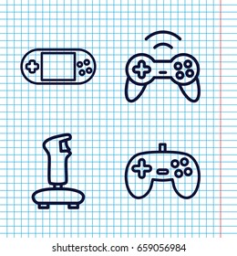 Set of 4 joystick outline icons such as portable console