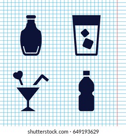 Set of 4 juice filled icons such as drink, cocktail