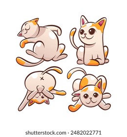 Set 4 Kitten Illustration Isolated for Decoration and Sticker