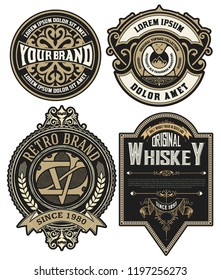 Set of 4 labels or badges for packing