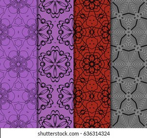 set of 4 Lace seamless pattern. floral ornament. Creative Vector illustration.