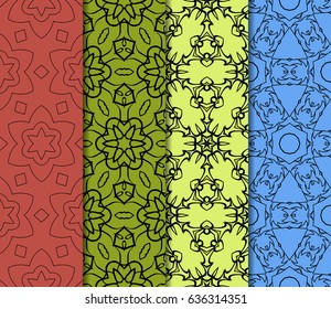 set of 4 Lace seamless pattern. floral ornament. Creative Vector illustration.