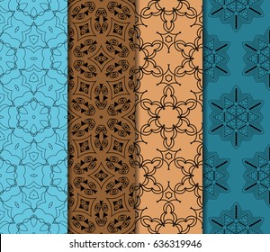 set of 4 Lace seamless pattern. floral ornament. Creative Vector illustration.