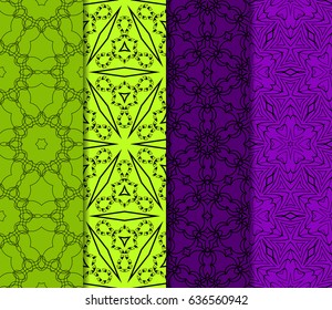 set of 4 Lace seamless pattern. floral ornament. Creative Vector illustration.