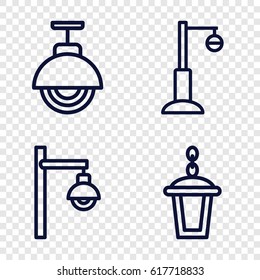 set of 4 lamppost outline icons such as 