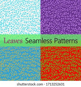 Set of 4 leaves patterns. Branches with leaves. Seamless Vector illustration. Stylish background with graphic leaves. Use for wallpaper, web design, surface textures, textile prints, wrapping, etc.
