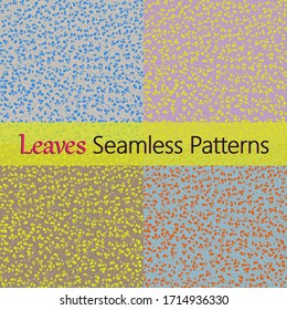 Set of 4 leaves patterns. Branches with leaves. Seamless Vector illustration. Stylish background with graphic leaves. Use for wallpaper, web design, surface textures, textile prints, wrapping, etc.