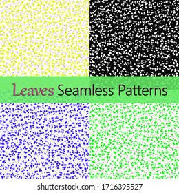 Set of 4 leaves patterns. Branches with leaves. Seamless Vector illustration. Stylish background with graphic leaves. Use for wallpaper, web design, surface textures, textile prints, wrapping, etc.
