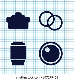 Set of 4 lense filled icons such as