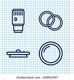 Set of 4 lense outline icons such as