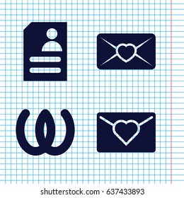 Set of 4 letter filled icons such as resume, love letter