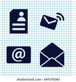 Set of 4 letter filled icons such as resume, envelope, email