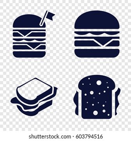 Set of 4 lettuce filled icons such as sandwich, double burger with flag