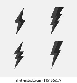 Set of 4 Lightning bolts icons. Thunderbolts icons isolated on white background. Vector design elements