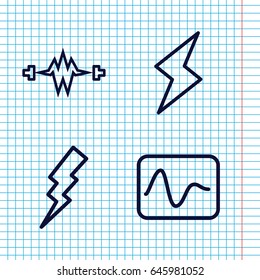 Set of 4 lightning outline icons such as flash