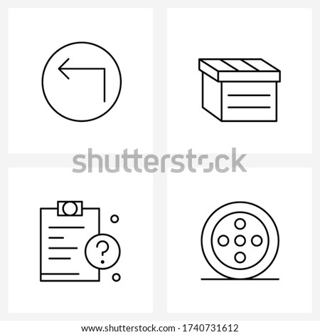 Set of 4 Line Icon Signs and Symbols of arrow; clipboard; left; birthday; service Vector Illustration