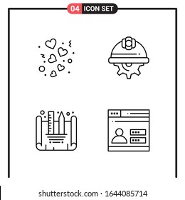 Set of 4 Line Style Icons for web and mobile. Outline Symbols for print. Line Icon Signs Isolated on White Background. 4 Icon Set.