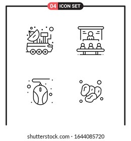 Set of 4 Line Style Icons for web and mobile. Outline Symbols for print. Line Icon Signs Isolated on White Background. 4 Icon Set.