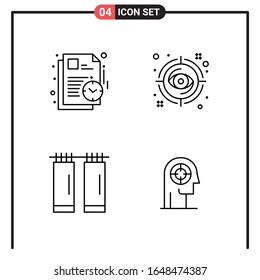 Set of 4 Line Style Icons for web and mobile. Outline Symbols for print. Line Icon Signs Isolated on White Background. 4 Icon Set.