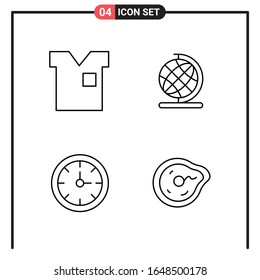Set of 4 Line Style Icons for web and mobile. Outline Symbols for print. Line Icon Signs Isolated on White Background. 4 Icon Set.