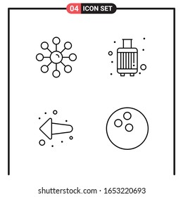 Conjunto de 4 iconos de estilo de línea para web y móvil. Símbolos de esquema para impresión. Señales de icono de línea aisladas en fondo blanco.4 Conjunto de iconos.