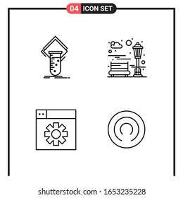 Set of 4 Line Style Icons for web and mobile. Outline Symbols for print. Line Icon Signs Isolated on White Background. 4 Icon Set.