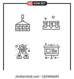Set of 4 Line Style Icons for web and mobile. Outline Symbols for print. Line Icon Signs Isolated on White Background. 4 Icon Set.