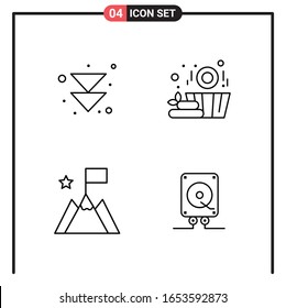 Set of 4 Line Style Icons for web and mobile. Outline Symbols for print. Line Icon Signs Isolated on White Background. 4 Icon Set.