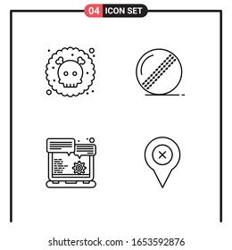 Set von 4 Line Style Icons für Web und Mobile. Umrisssymbole für den Druck. Liniensymbole einzeln auf weißem Hintergrund.4 Symbolsatz.