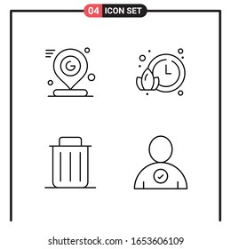 Set of 4 Line Style Icons for web and mobile. Outline Symbols for print. Line Icon Signs Isolated on White Background. 4 Icon Set.