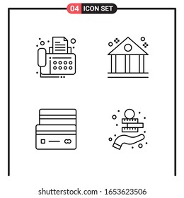 Set of 4 Line Style Icons for web and mobile. Outline Symbols for print. Line Icon Signs Isolated on White Background. 4 Icon Set.