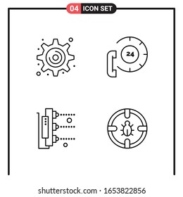 Conjunto de 4 iconos de estilo de línea para web y móvil. Símbolos de esquema para impresión. Señales de icono de línea aisladas en fondo blanco.4 Conjunto de iconos.