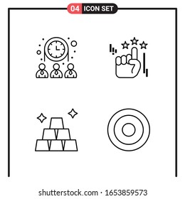 Conjunto de 4 iconos de estilo de línea para web y móvil. Símbolos de esquema para impresión. Señales de icono de línea aisladas en fondo blanco.4 Conjunto de iconos.