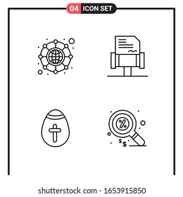 Set von 4 Line Style Icons für Web und Mobile. Umrisssymbole für den Druck. Liniensymbole einzeln auf weißem Hintergrund.4 Symbolsatz.