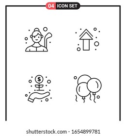 Set of 4 Line Style Icons for web and mobile. Outline Symbols for print. Line Icon Signs Isolated on White Background. 4 Icon Set.