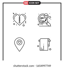 Conjunto de 4 iconos de estilo de línea para web y móvil. Símbolos de esquema para impresión. Señales de icono de línea aisladas en fondo blanco.4 Conjunto de iconos.
