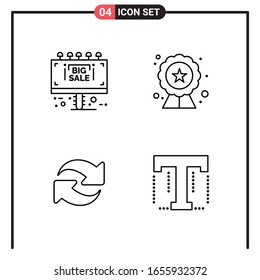 Conjunto de 4 iconos de estilo de línea para web y móvil. Símbolos de esquema para impresión. Señales de icono de línea aisladas en fondo blanco.4 Conjunto de iconos.