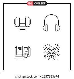 Set of 4 Line Style Icons for web and mobile. Outline Symbols for print. Line Icon Signs Isolated on White Background. 4 Icon Set.