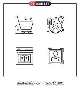 Set of 4 Line Style Icons for web and mobile. Outline Symbols for print. Line Icon Signs Isolated on White Background. 4 Icon Set.