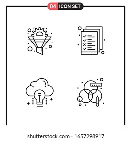 Set of 4 Line Style Icons for web and mobile. Outline Symbols for print. Line Icon Signs Isolated on White Background. 4 Icon Set.