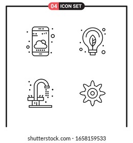 Set of 4 Line Style Icons for web and mobile. Outline Symbols for print. Line Icon Signs Isolated on White Background. 4 Icon Set.