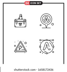 Set of 4 Line Style Icons for web and mobile. Outline Symbols for print. Line Icon Signs Isolated on White Background. 4 Icon Set.