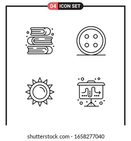 Set of 4 Line Style Icons for web and mobile. Outline Symbols for print. Line Icon Signs Isolated on White Background. 4 Icon Set.