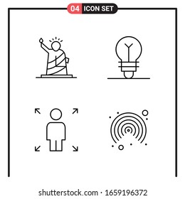 Set of 4 Line Style Icons for web and mobile. Outline Symbols for print. Line Icon Signs Isolated on White Background. 4 Icon Set.