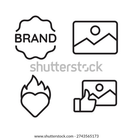 Set of 4 linear icons: rating stars, ppc dollar, mobile heart, sentiment.