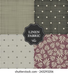 Set of 4 linen fabric. Seamless pattern