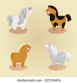 set of 4 little cute pony