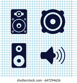 Set of 4 loudspeaker filled icons such as volume, speaker