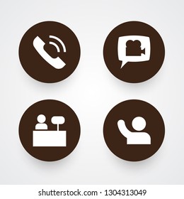 Set of 4 maintenance icons set. Collection of administrator, video chat, voice and other elements.