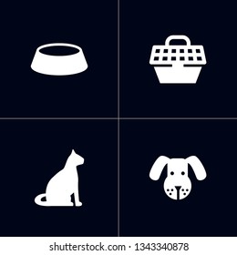 Set of 4 mammal icons set. Collection of dog, bowl, carries and other elements.
